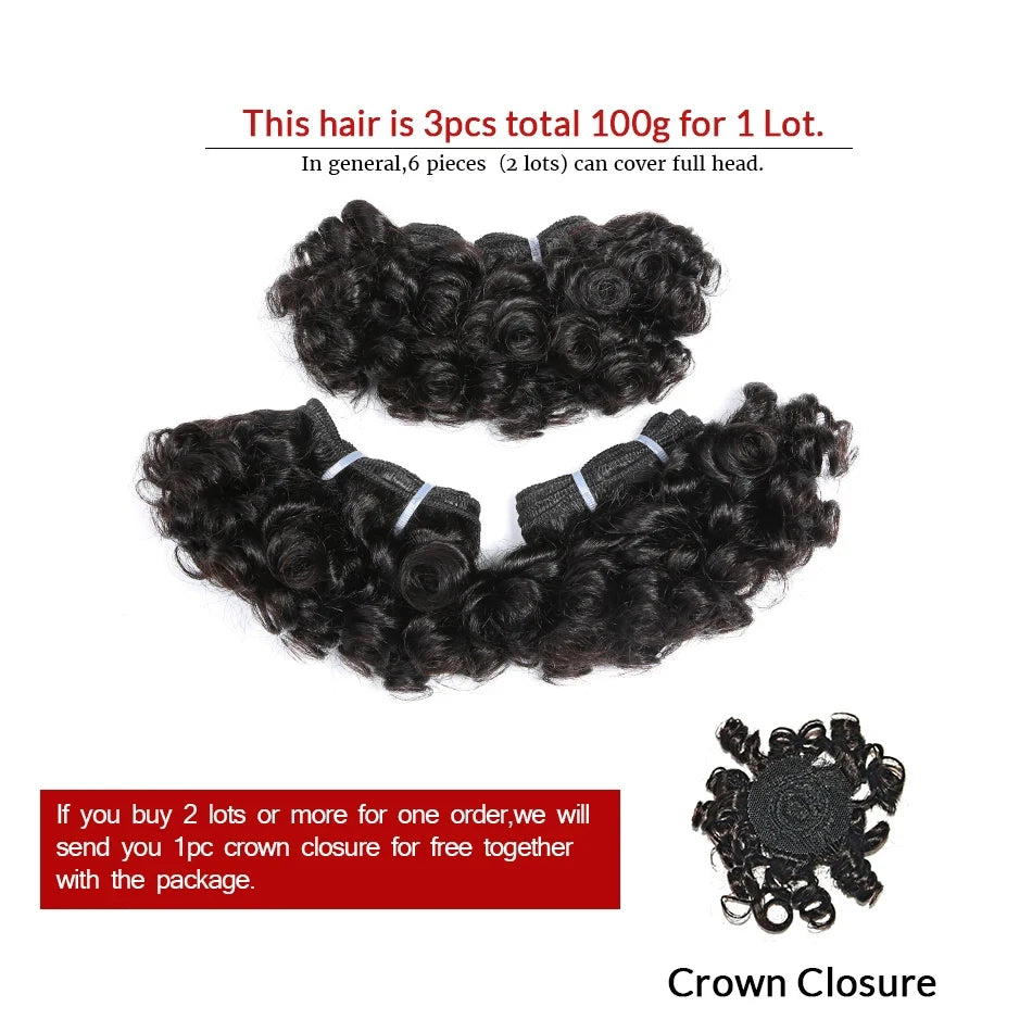 Brazilian Bouncy Curly Hair Extensions Human Hair Bundles 6inch Short Length Remy 100% Human Hair Bundles Short Curly for Women