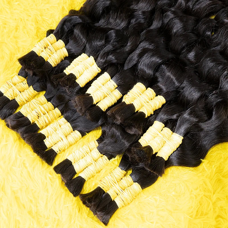 12A Raw Bulk Human Hair Deep Wave For Braiding Deep Wave Burmese Curly No Weft Brazilian Remy Hair Extensions Bundles 100 Grams