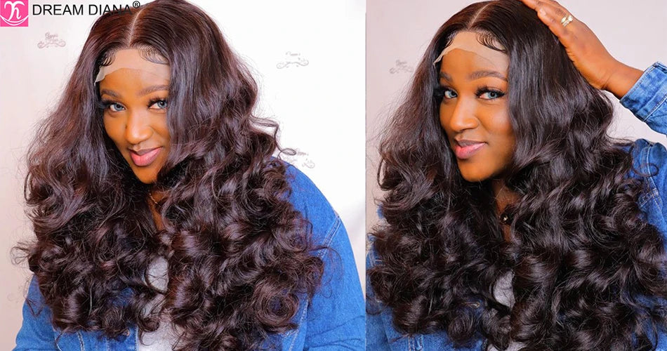 100% Raw Brazilian Virgin Hair Double Drawn Bouncy Wave 13x4 Lace Frontal Wig 250% Density 4X4 HD Lace Closure Wear And Go Wigs
