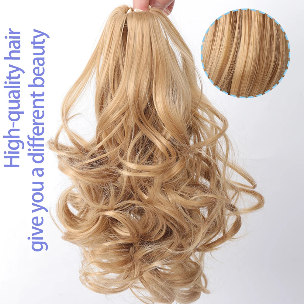 Synthetic Claw Clip In Short Ponytail Curly Pony Tail Clip-on hair False Wig House Pony Extension Hairpiece For Women