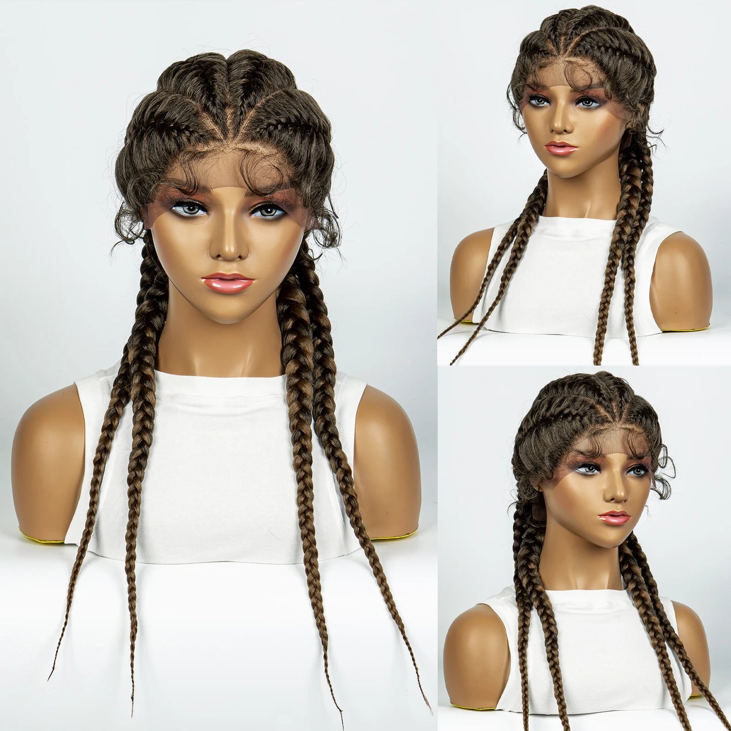 Synthetic Lace Wigs Braided Wigs with Baby Hair Long 26 Inches Box Braids Wig for Black Women Lace Front  Afro Hair Wigs