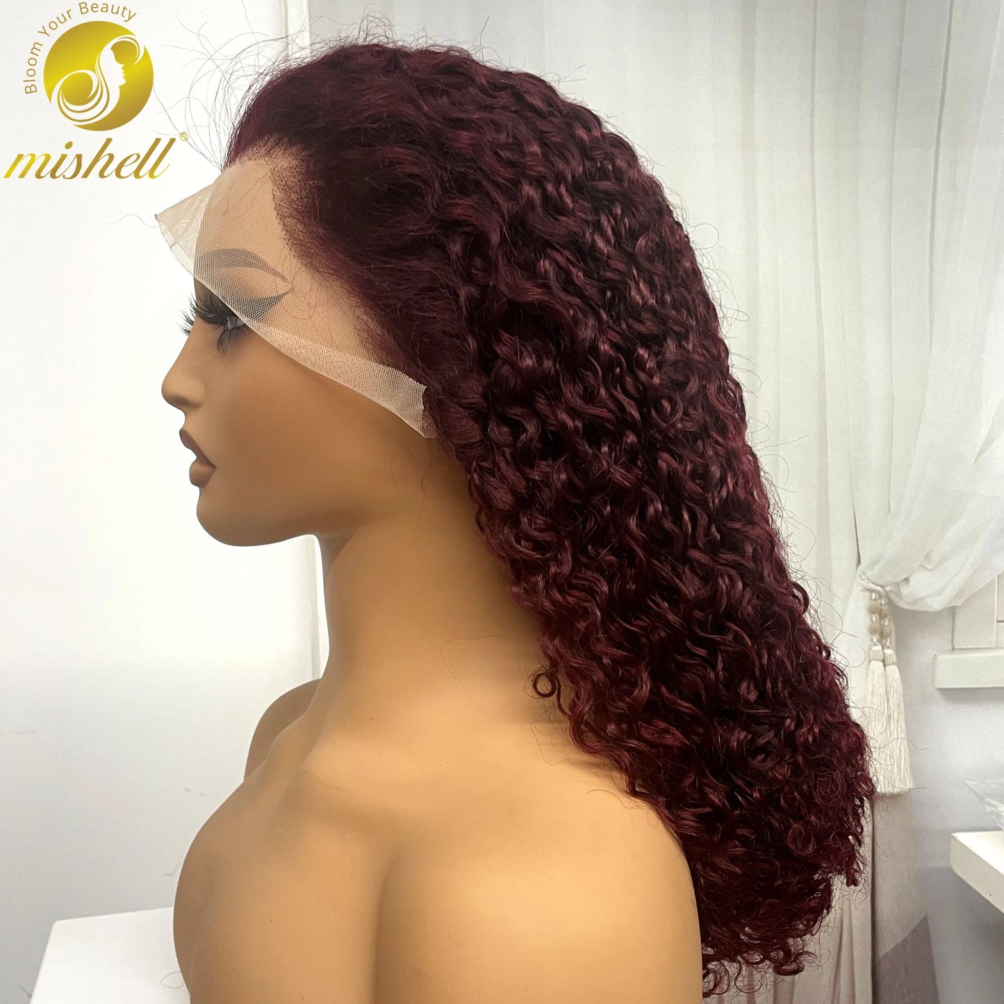 350% Density 13x4 Lace Frontal Pixie Curly Human Hair Wigs 12A Colored Water Wave Raw Burmese Bouncy Curly Hair Wigs for Women