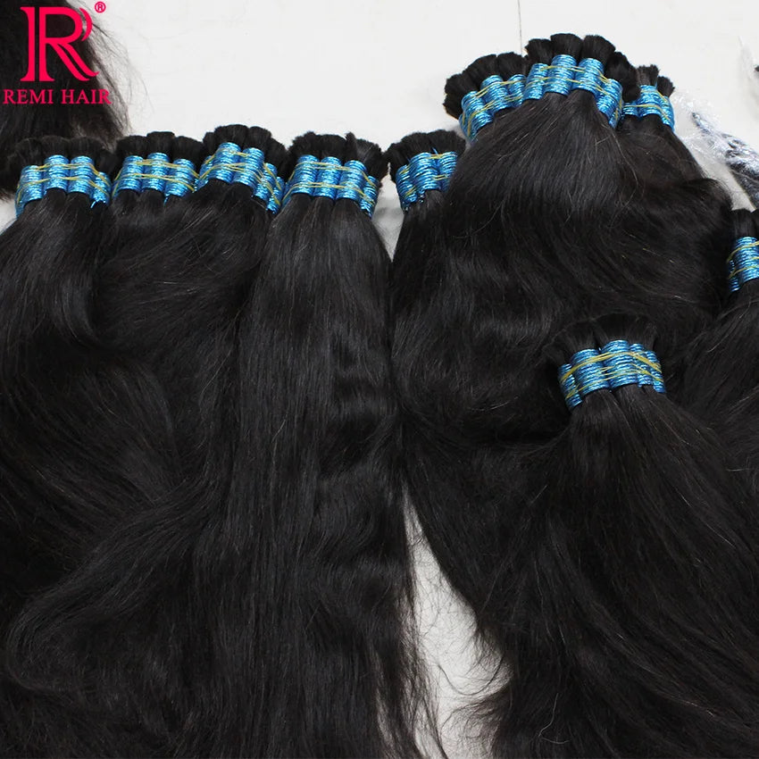100% Real No Weft Human Hair Extensions for Women Remy Human Hair Bulk Unprocessed Natural Virgin Indian Hair Braiding Original