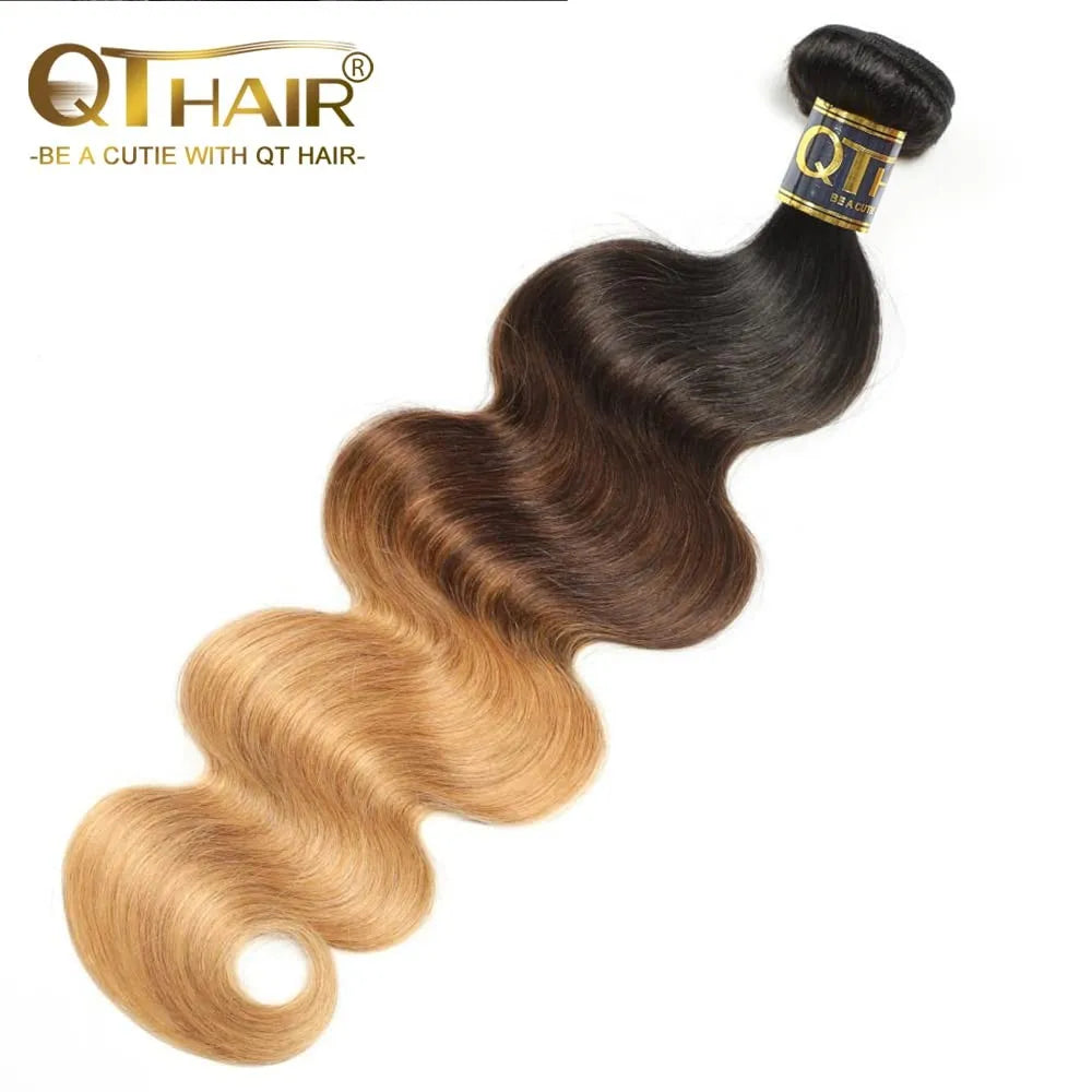 Ombre Color Body Wave Human Hair Bundles With Closure Brazilian Virgin Hair Bundles 1b/4/27 1b/4/30 Hair Weave Bundle Human Hair