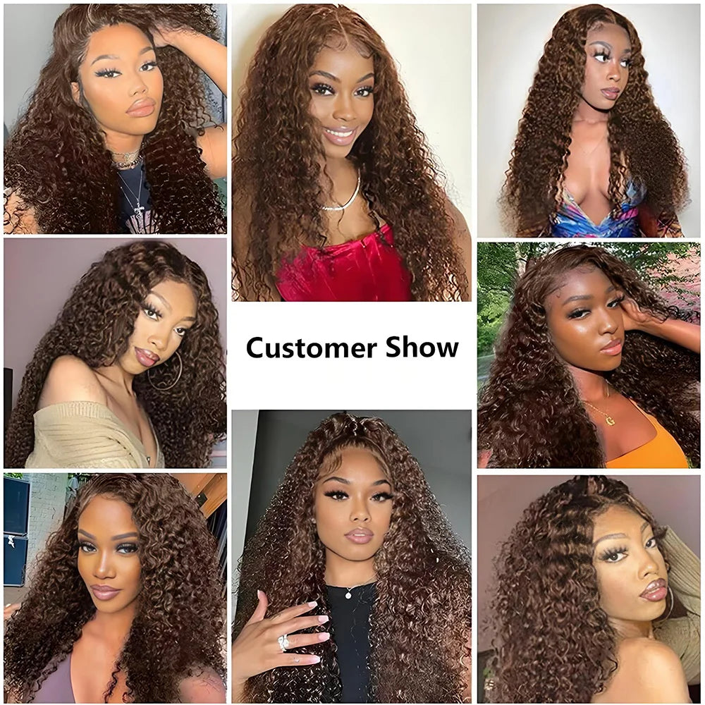Chocolate Brown Color #4 Human Hair Bundles Deep Wave 32 Inch For Woman Brazilian Virgin Hair Weave Human Hair Curly Water Wave