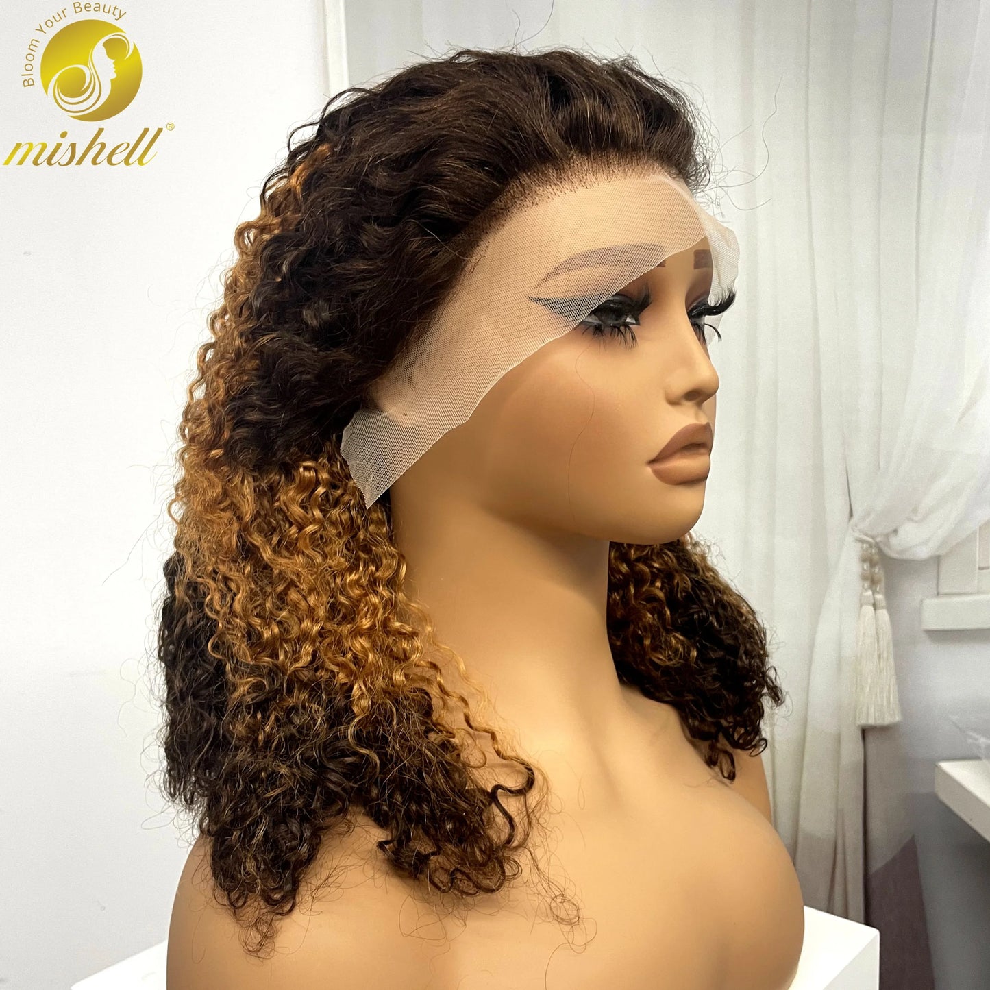 350% Density 13x4 Lace Frontal Pixie Curly Human Hair Wigs 12A Colored Water Wave Raw Burmese Bouncy Curly Hair Wigs for Women