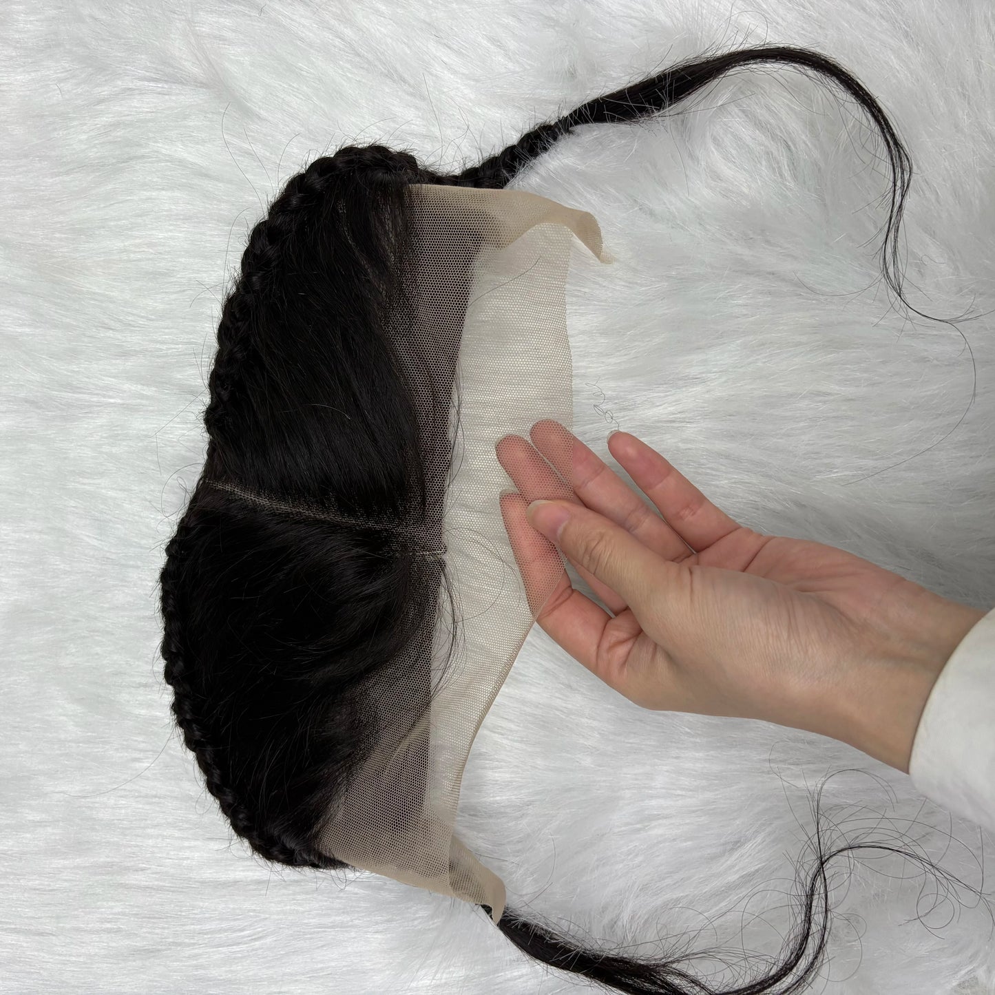 13X4 Transparent Lace Frontal with Braids 10 Inches Natural Brazilian Remy Hair Lace Frontal for Women Girls