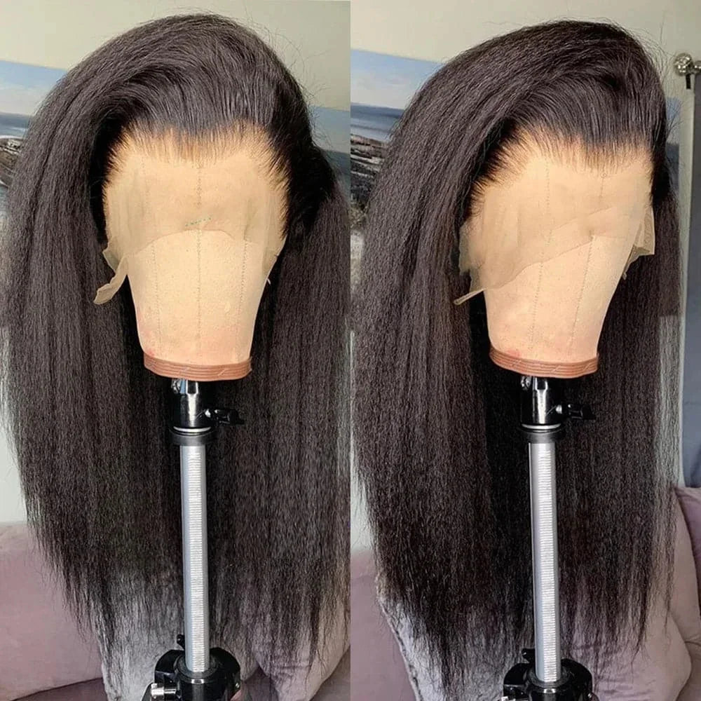 Kinky Straight 13x4 Lace Frontal Wig Human Hair Transparent Lace Front Wigs Human Hair Glueless Lace Frontal Human Wig for Women