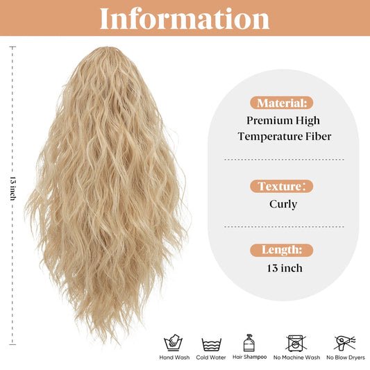 13Inch Premium Synthetic Curly Claw Clip In Ponytail Blonde Brown Short Hairpiece Fake Hair False Pigtail Hair Extensions P064