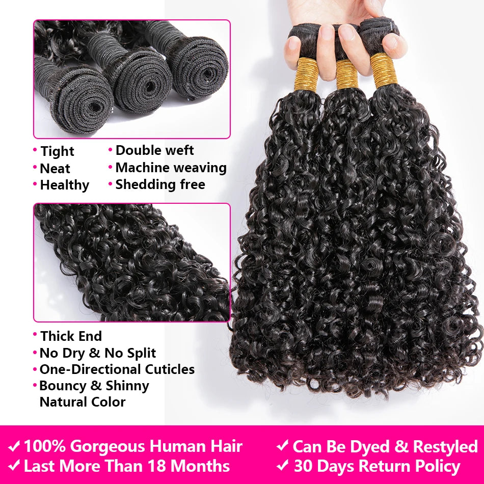 Real Brazilian Spiral Curly 10A Human Hair Bundles Deep Curly Remy Hair Weave Bundles Extensiones 3B-3C Hair Bundles No Tangle