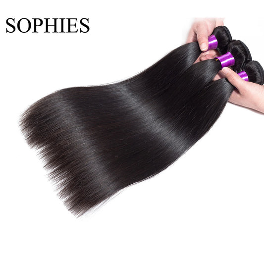 Straight Long Human Hair Bundles Brazilian Hair Weave Bundles 30Inch Human Hair Bundles Deals For Women 100% Hair Extensions