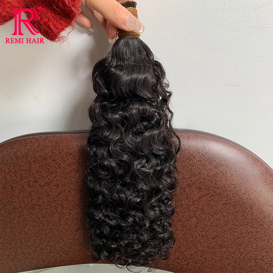 100% Real Human Hair Bulk No Weft Curly Vietnamese Human Hair Extensions Water Wave Weaving Hair for Women Hair Braiding