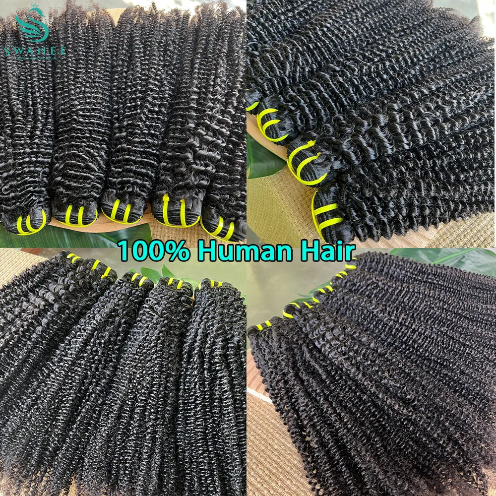 SWANEE Kinky Curly Human Hair Bundle 100% Natural Black Color Double Weft Vietnamese for Curly Bundles Human Hair Extensions