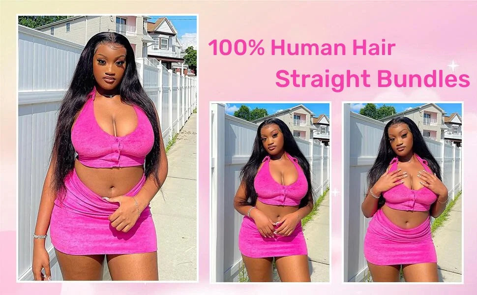 Brazilian 30 Inch Raw Virgin Unprocessed 100% Human Hair Extensions Bone Straight 1 3 4 Bundles Deal Double Weft  For Women 100g