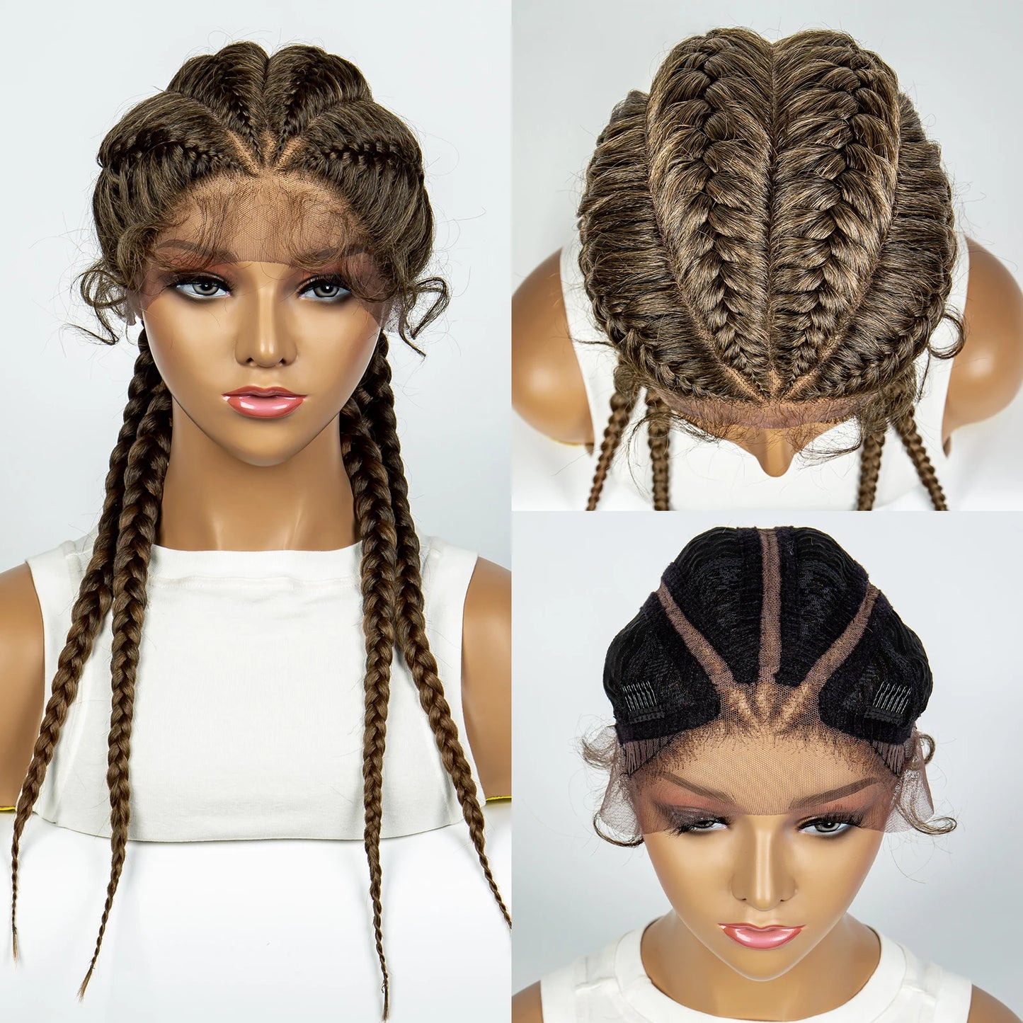 Synthetic Lace Wigs Braided Wigs with Baby Hair Long 26 Inches Box Braids Wig for Black Women Lace Front  Afro Hair Wigs