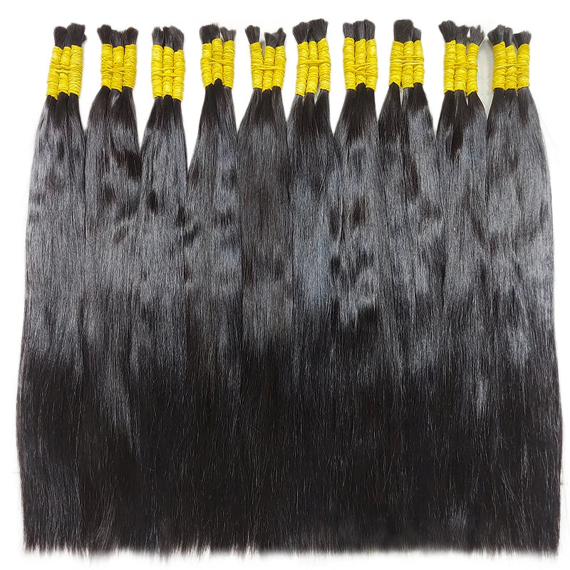 Wholesale Human Hair For Braiding Straight Indian Hair Vendor Virgin Bundles No weft Natural Hair Bulk 100% Human Hair Extension