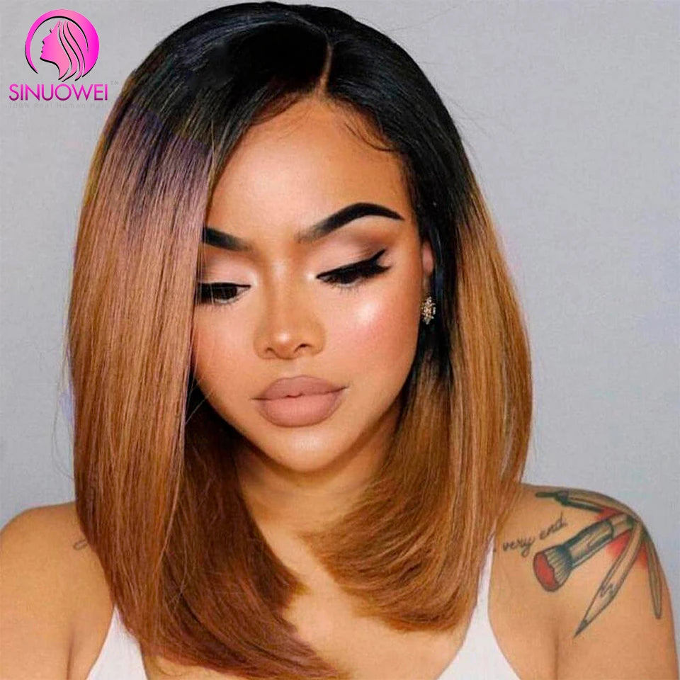1b/30 Ombre Brown Color 13x4 Lace Short Bob Wig Human Hair Lace Front Wig Remy Hair 4x4 Lace Closure Human Hair Wigs For Woman