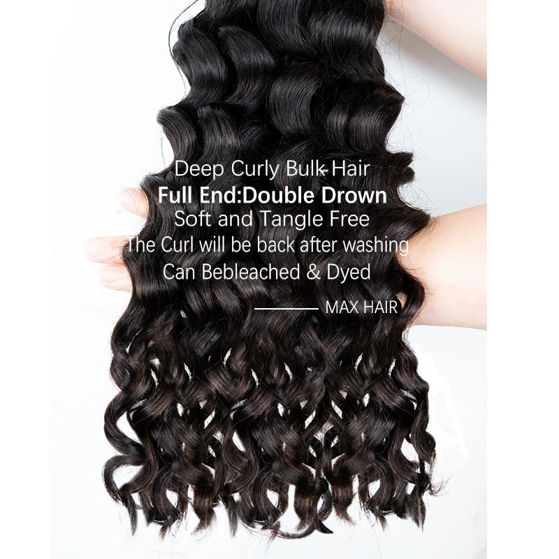 Natural Braiding Hair Human Bulk Hair Deep Wave Bulk Human Braiding Hair for Braids Hair No Weft Virgin Human Hair Extensions