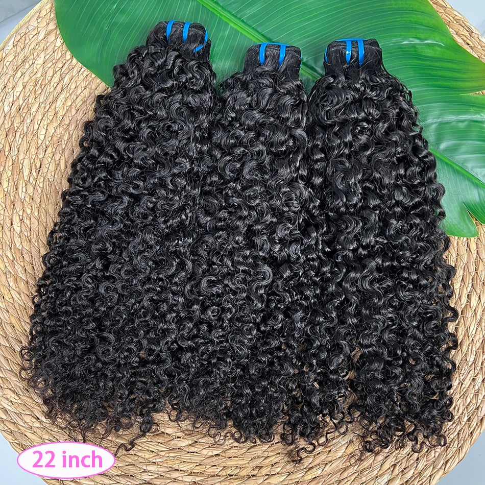 15A Burmese Curly Human Hair Bundles Double Weft #1B 100% Unprocessed Raw Virgin Hair Weave Extensions Can Bleach to #613 Color