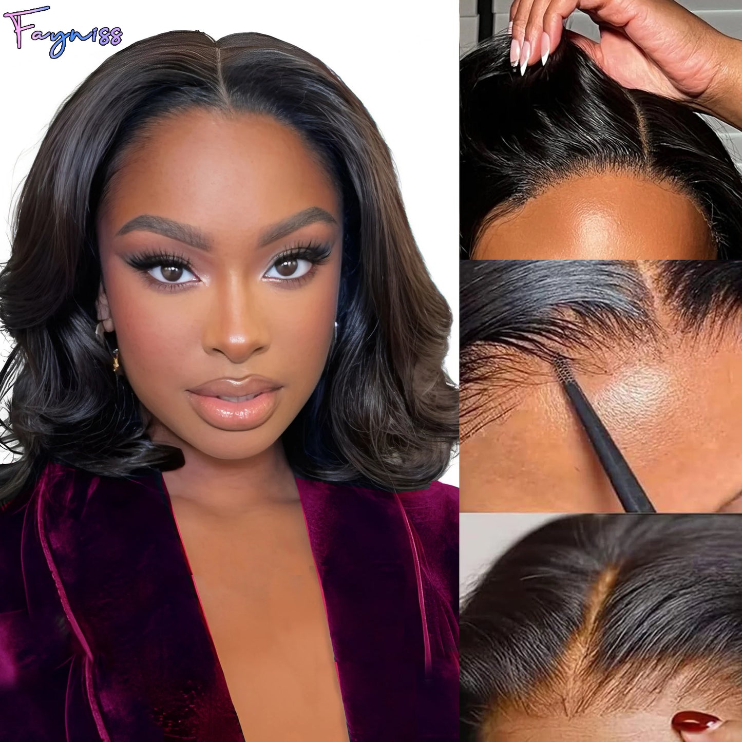 250% Density Body Wave Wear And Go Glueless Human Hair Wigs Bob Wigs For Women Ready To Wear Pre Cut Lace Front Wig Human Hair