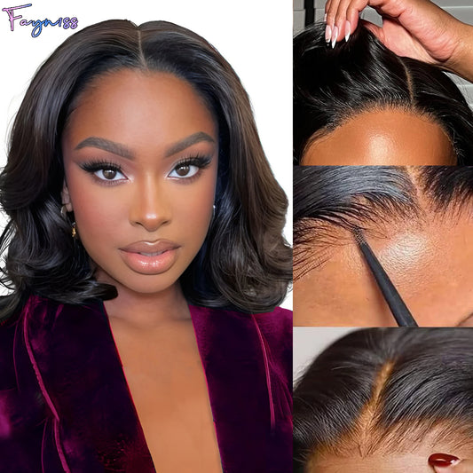 250% Density Body Wave Wear And Go Glueless Human Hair Wigs Bob Wigs For Women Ready To Wear Pre Cut Lace Front Wig Human Hair