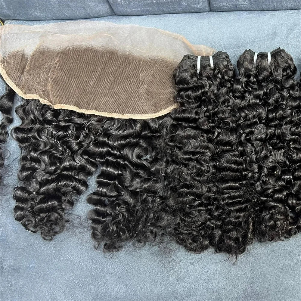 Burmese Curly 13x4 Real HD Lace Frontal With Bundles 4x4 HD Lace Closures Raw Weaves For Women 100% Human Hair Pre Plucked