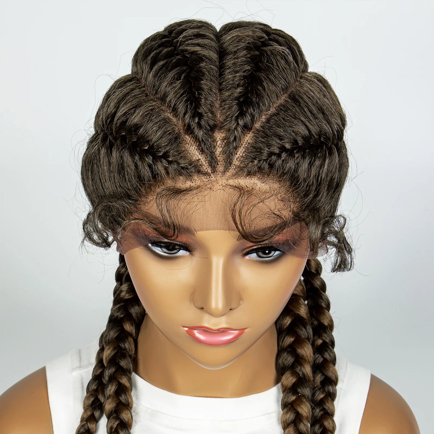 Synthetic Lace Wigs Braided Wigs with Baby Hair Long 26 Inches Box Braids Wig for Black Women Lace Front  Afro Hair Wigs