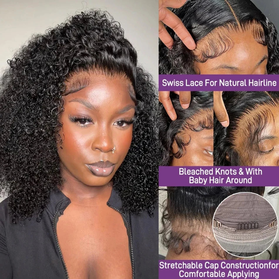 13X4 Mongolian Kinky Curly Lace Front Wigs For Women Preplucked With Baby Hair Curly 12A Human Hair Wigs Deep Curls Wig