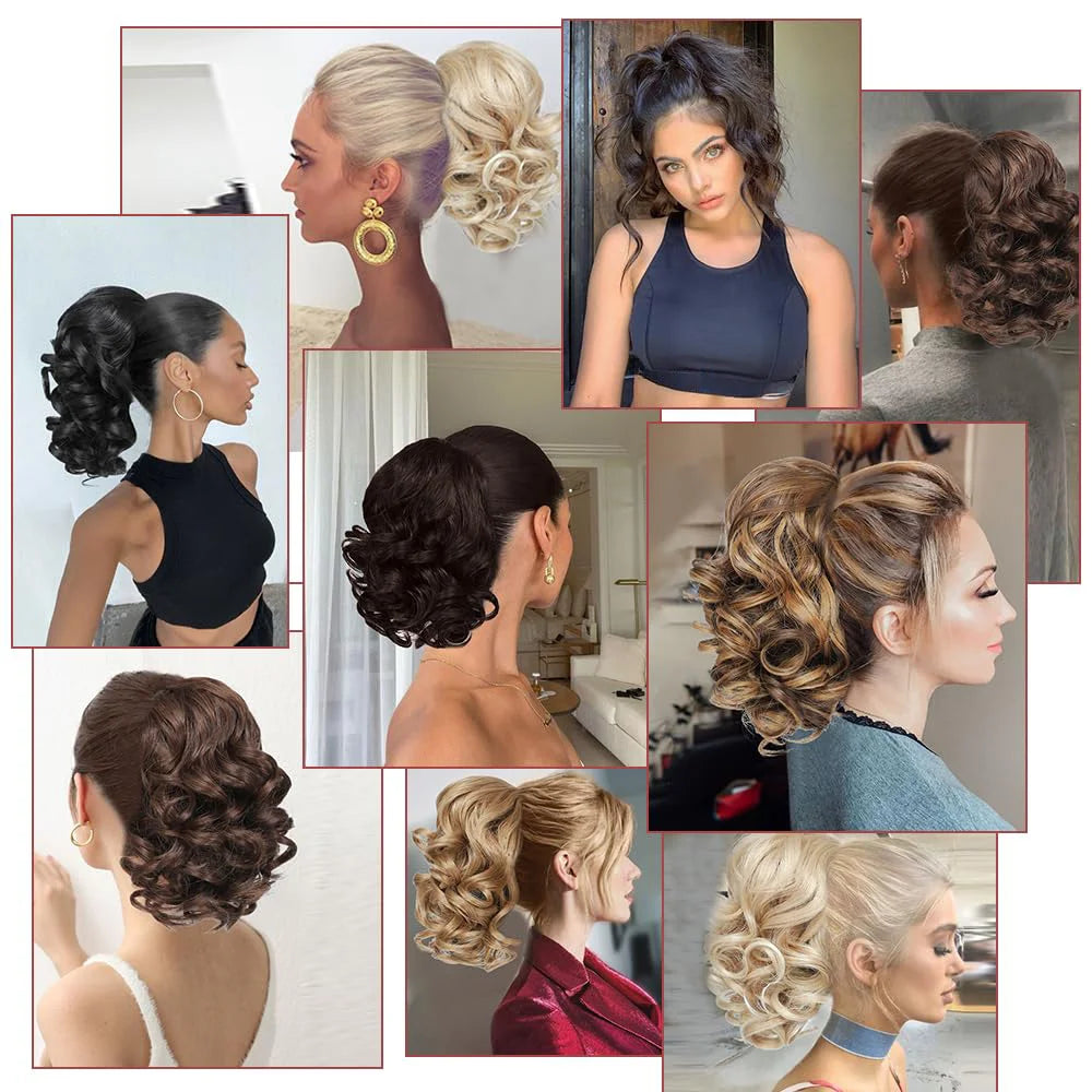 Short Curly Drawstring Ponytail Extensions Synthetic Clip In Hair Extensions Elegant For Daily Use Hair Accessories