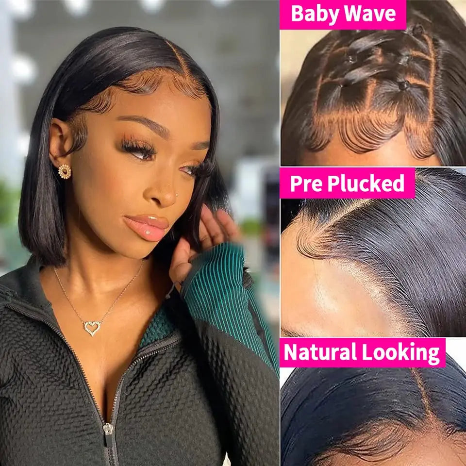 Glueless Bob Hair Wig Human Hair Ready To Wear Straight Transprent 13x4 Lace Closure Wigs For Women Glueless Wigs Human Hair