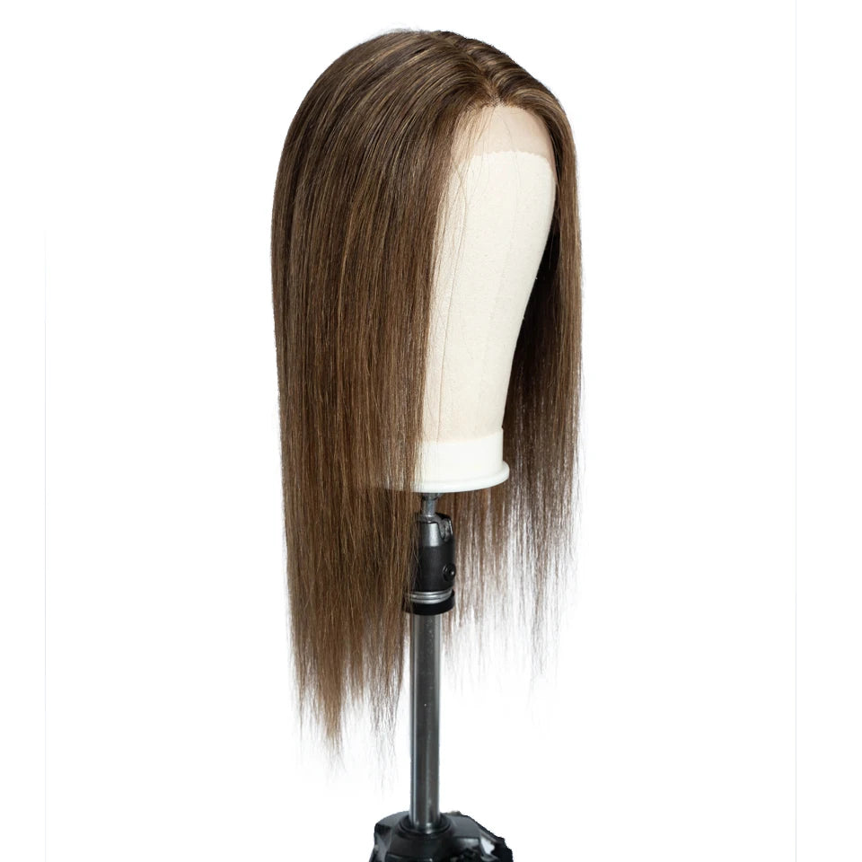 Sleek Human Hair Wigs Blonde Lace Front Wig For Women Straight Bob Wig Lace Closure Gold Brazilian Wigs Highlight Cosplay Wigs