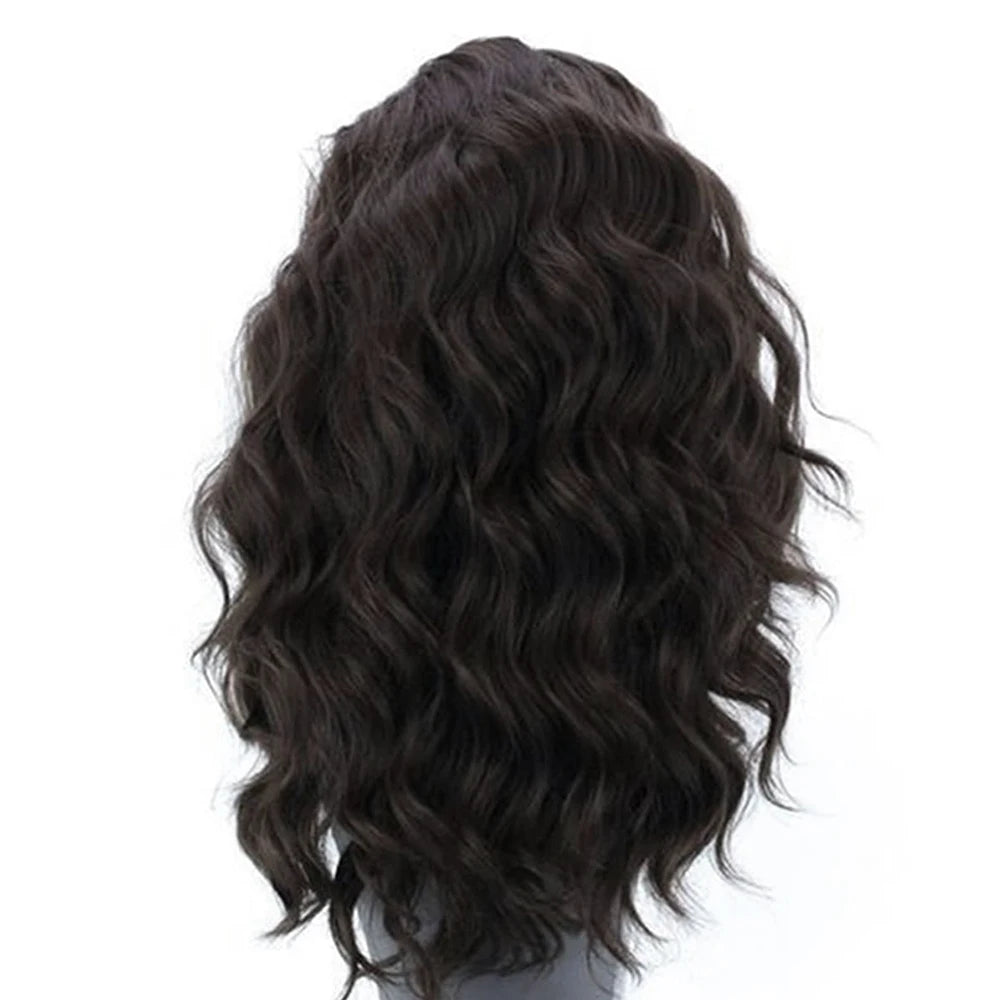 Dark Brown Lace Bob Wig Synthetic Lace Front Wigs for Women Loose Curly Wig Black Brown Wig Short Wig Natural Wave Daily Use