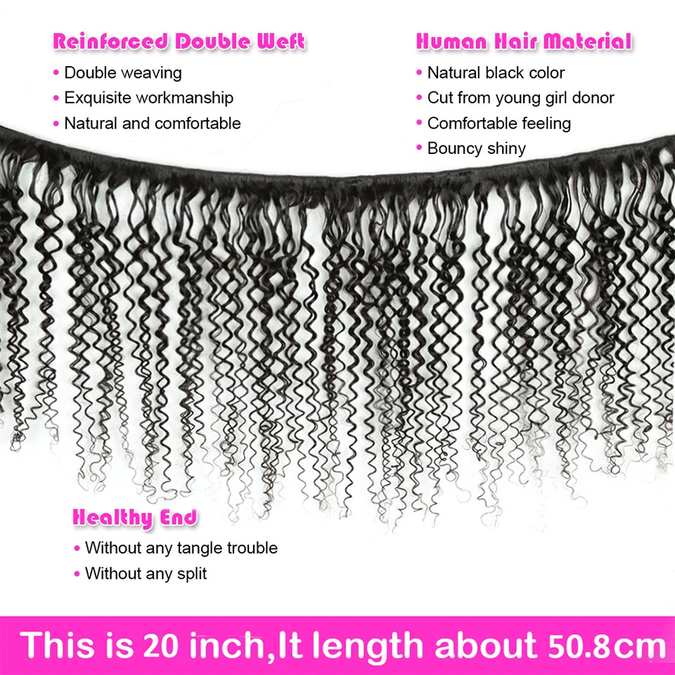 Upermall 2/3/4 Kinky Curly Human Hair Bundles With Frontal HD Transparent 13x4 Brazilian Jerry Curl Weave and Frontals Soft 10A