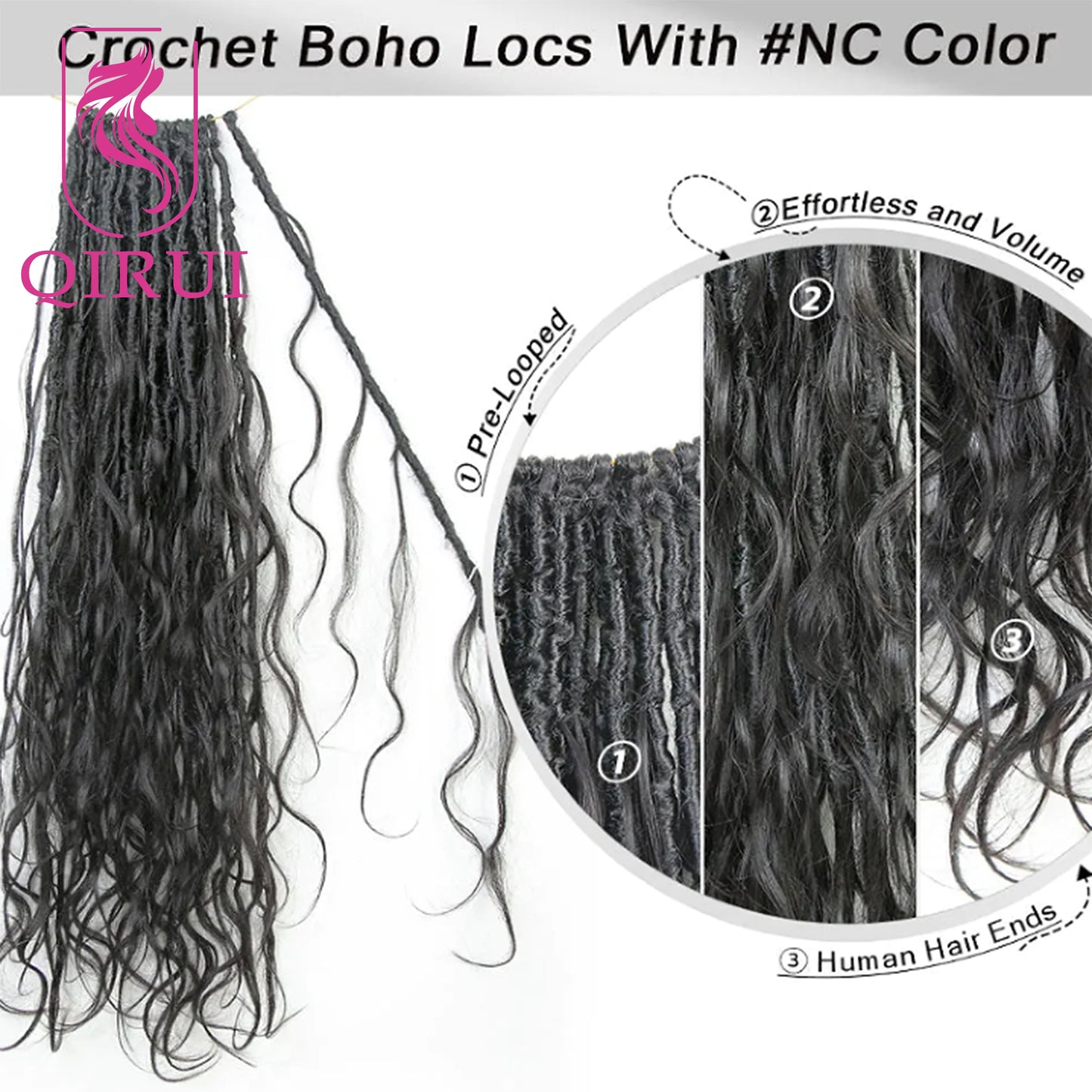Body Wave Pre Looped Crochet Boho Locs With Human Hair Curls Knotless Braid Goddess Locs Crochet Hair With Human Hair Curly Ends