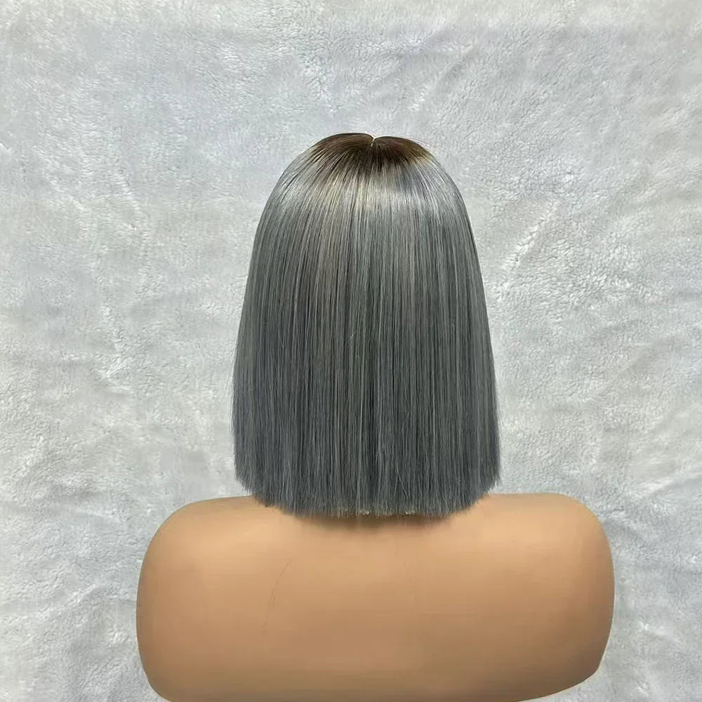 2x6 Lace Closure Bob Wigs Honey Brown Color Vietnam Raw Bone Straight Human Hair Short Bob Glueless Wigs for Women 180% Density