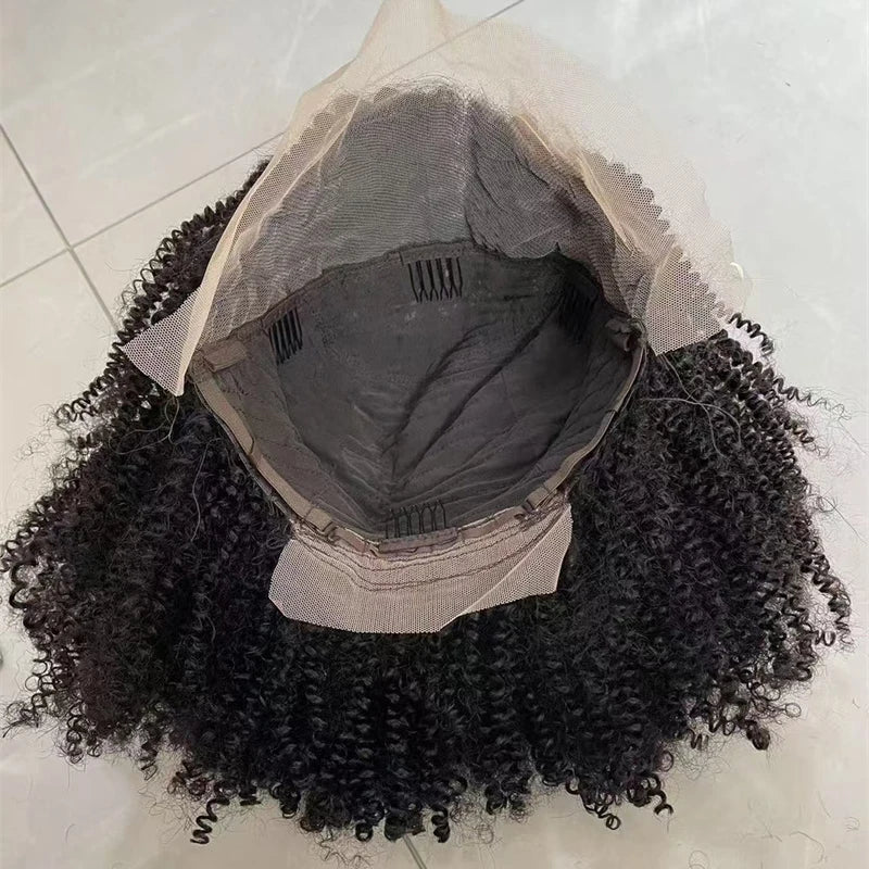 250% Density Afro Kinky Curly Short Curly Wigs 13x4 Lace Front 100% Human Hair For Black Women Brazilian Remy Hair Natural Color