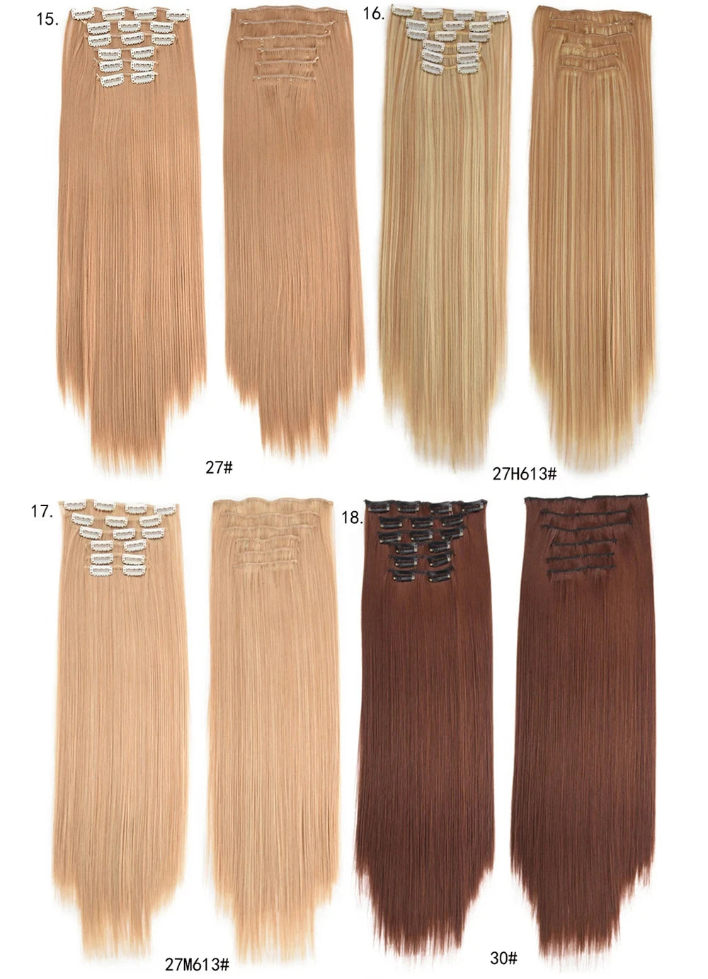 Clip in Hair Extensions Synthetic 24Inch Long Invisible Natural Straight 6 PCS Thick Seamless Clip on Hair Extensions for Women