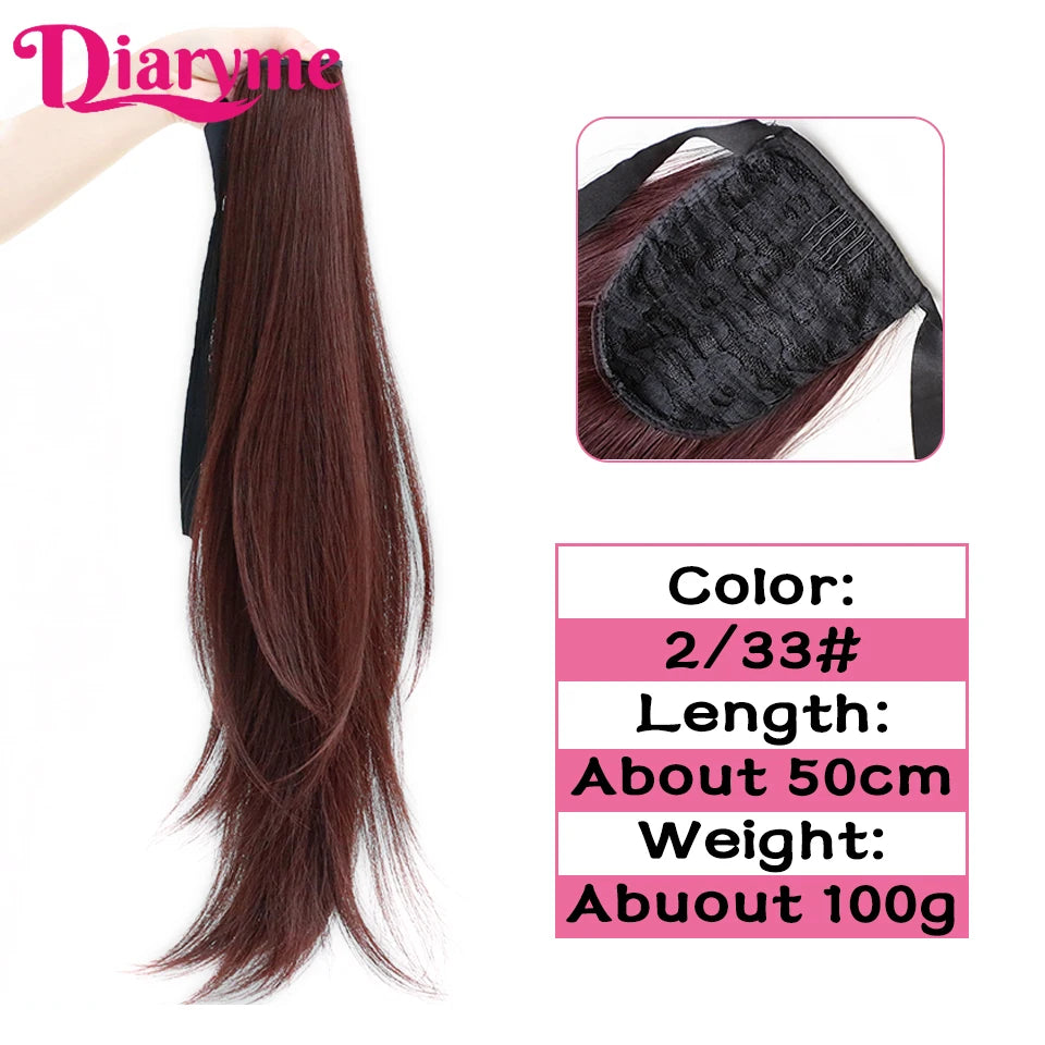 Synthetic Hairpiece Long Ponytail Hair Extensions Black Brown Wigs For Women Heat Reistan Pony Tail Fake Hair Clip In Ponytail