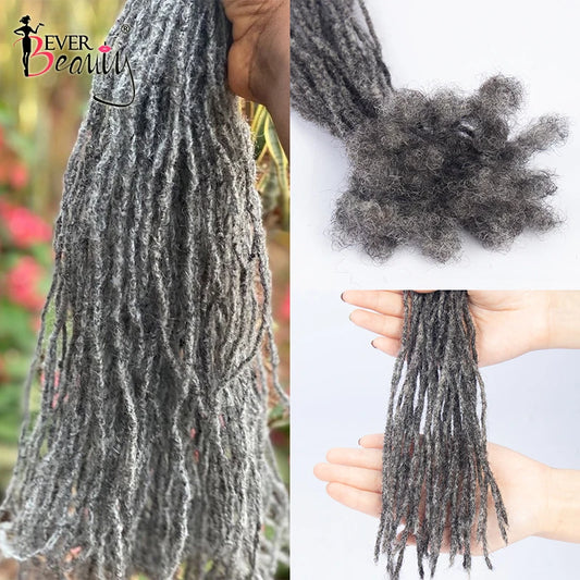 Dreadlocks Human Hair Strand Salt And Pepper Microlocks Bulk Crochet Braid Hair Loc Extension 0.2cm Kinky Curly Braiding Bundles