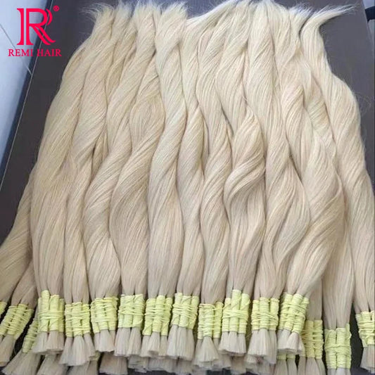 100% Real Human Hair Bulks 613 no Weft Honey Blond Hair Extensions Vietnamese Virgin Hair Straight Weaving Hair for Braiding