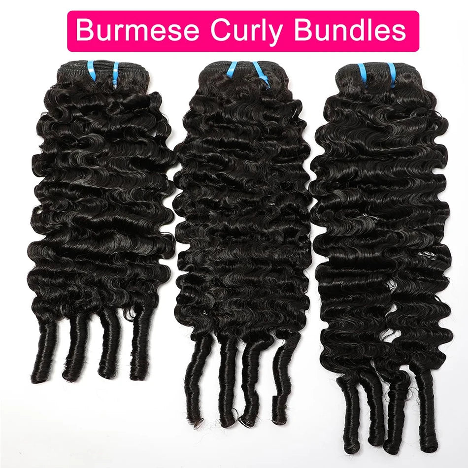 Burmese Curly Bundles Human Hair 100% Unprocessed Virgin Hair Bundles Deals 14A Raw Burmese Curly Human Hair Extensions on Sale