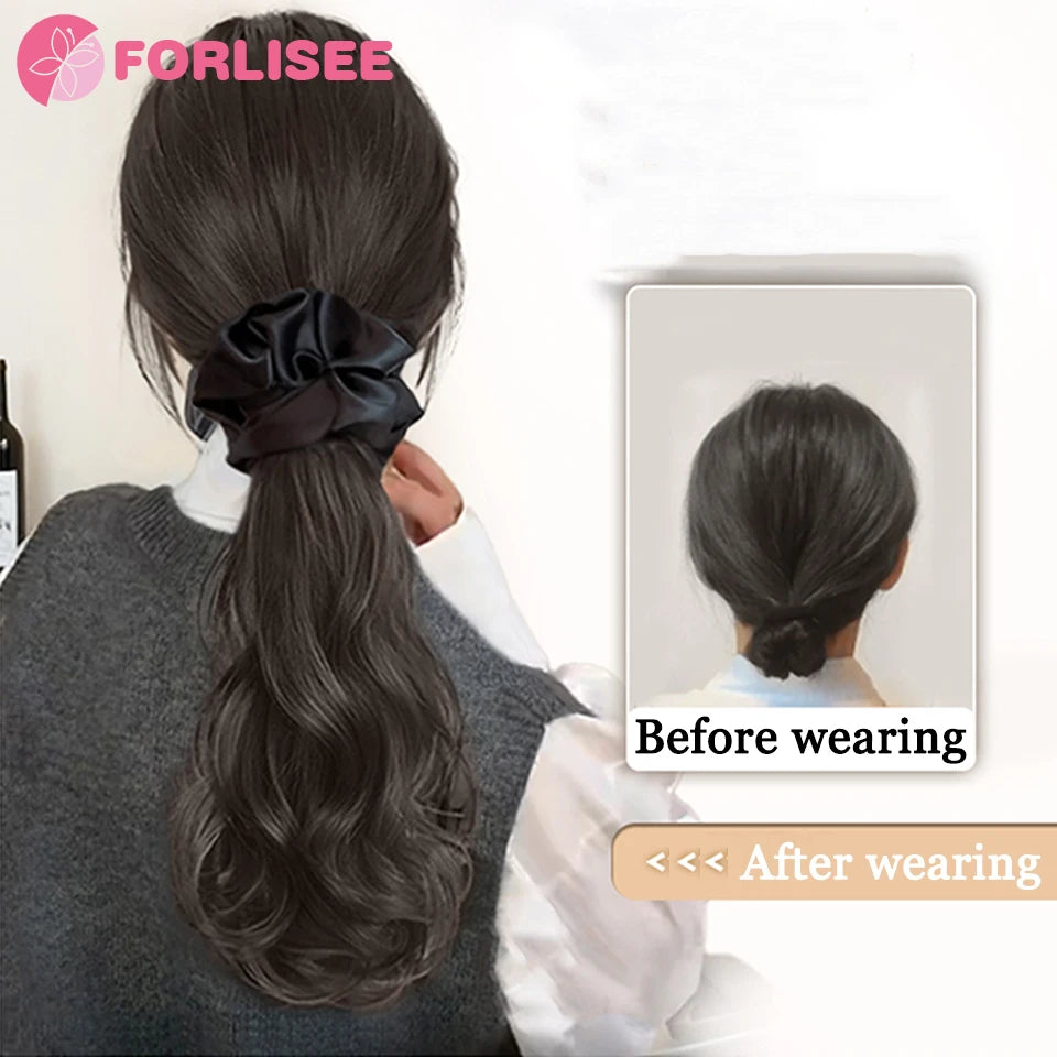 Black Hair Ring Claw Clip Synthetic Autumn And Winter Temperament Korean Style Layered Curly Ponytail Low Tie Natural Ponytail