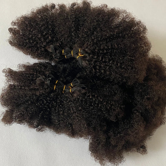 Mongolian Raw Hair Fluffy Afro Kinky Curly Bundles Hair Extension Human Hair Remy Hair Double Drawn Women's Bundles Natural Hair