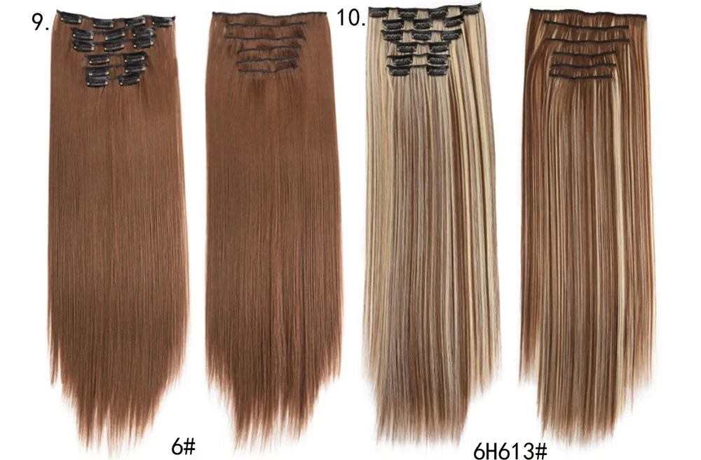 Clip in Hair Extensions Synthetic 24Inch Long Invisible Natural Straight 6 PCS Thick Seamless Clip on Hair Extensions for Women