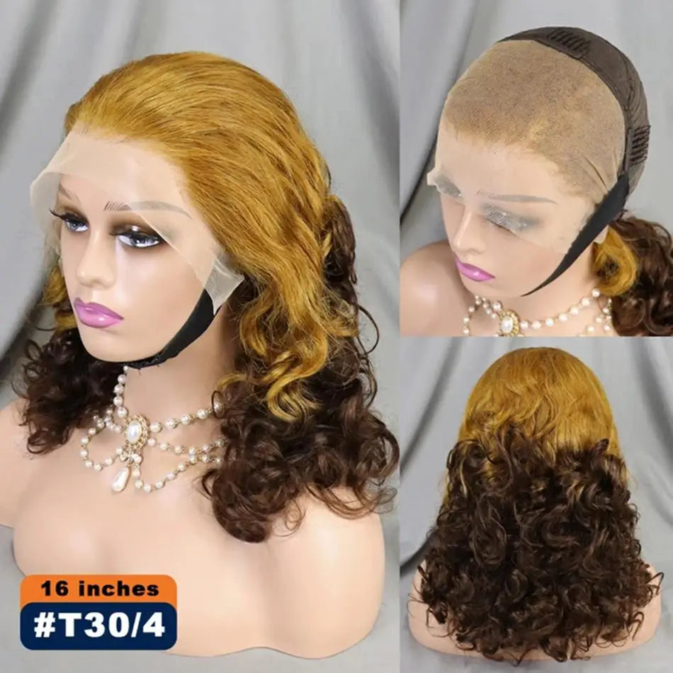12A Double Drawn 350# Ginger Orange Spring Bouncy Curly Human Hair Wigs 13x4 Lace Frontal Curly Hair Wigs 250% Density for Women