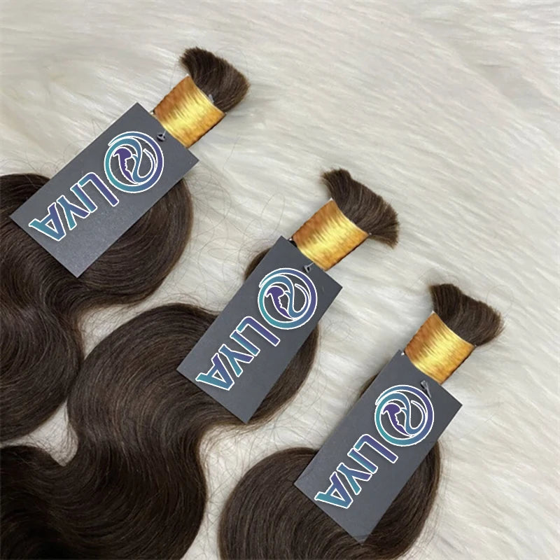 Body Wave Bulk Hair For Braiding Dark Brown #2 Hair Bundle Raw Indian Hair 100% Unprocessed Human Hair Extensions 100G Hair Bulk