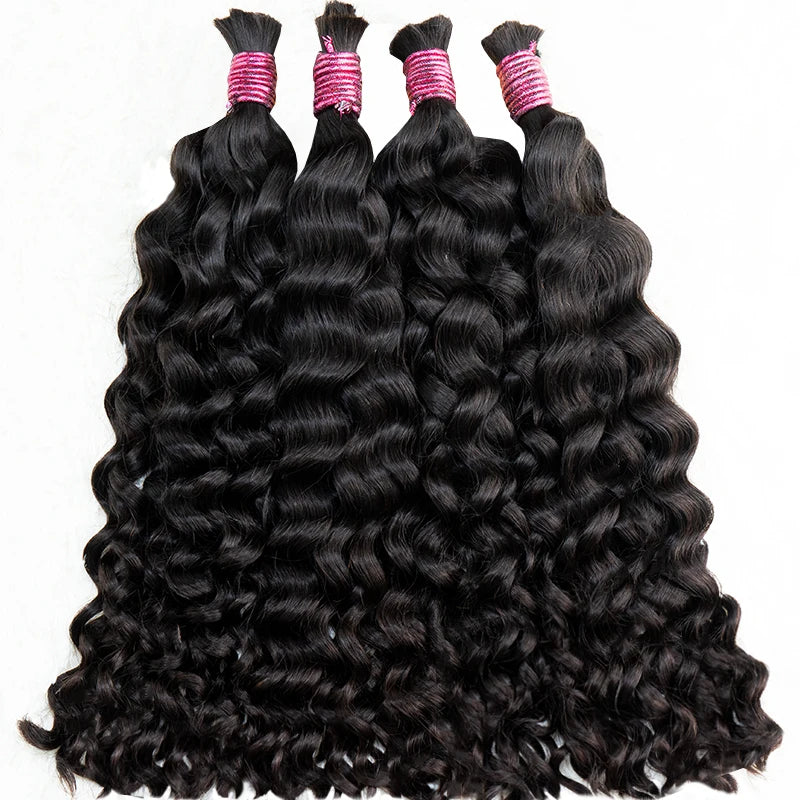 100% Real Remy Human Hair Bulk No Weft Hot Selling Black Curly Human Hair Extensions No Weft Hair Weaving for Braiding