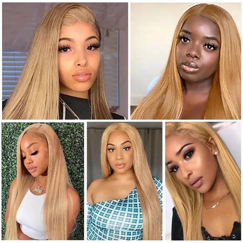 #27 Straight Human Hair Bundles 3 Bundles 8-30 Inch 100g/Bundle Brazilian Virgin Honey Blonde Hair Extensions Weave Gold Hair