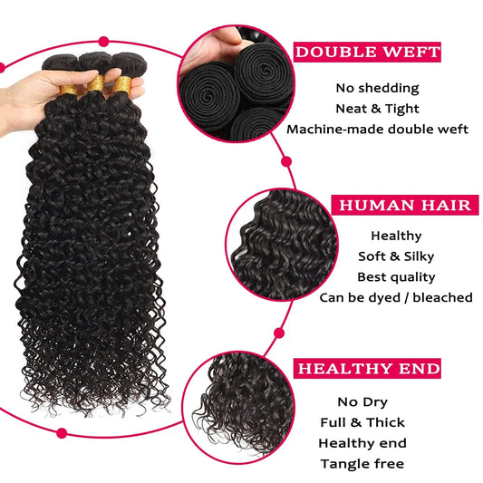 Deep Wave Bundles 16 18 20 Inch Wet and Wavy Bundles 100% Unprocessed Hair Bundles 12A Water Wave 3 Bundles Human Hair Extension
