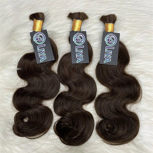 Body Wave Bulk Hair For Braiding Dark Brown #2 Hair Bundle Raw Indian Hair 100% Unprocessed Human Hair Extensions 100G Hair Bulk